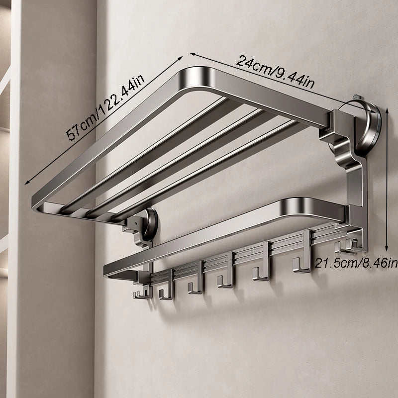 porte serviettes bain argenté moderne fixe sans perçage 37cm 47cm 57cm.linspace()