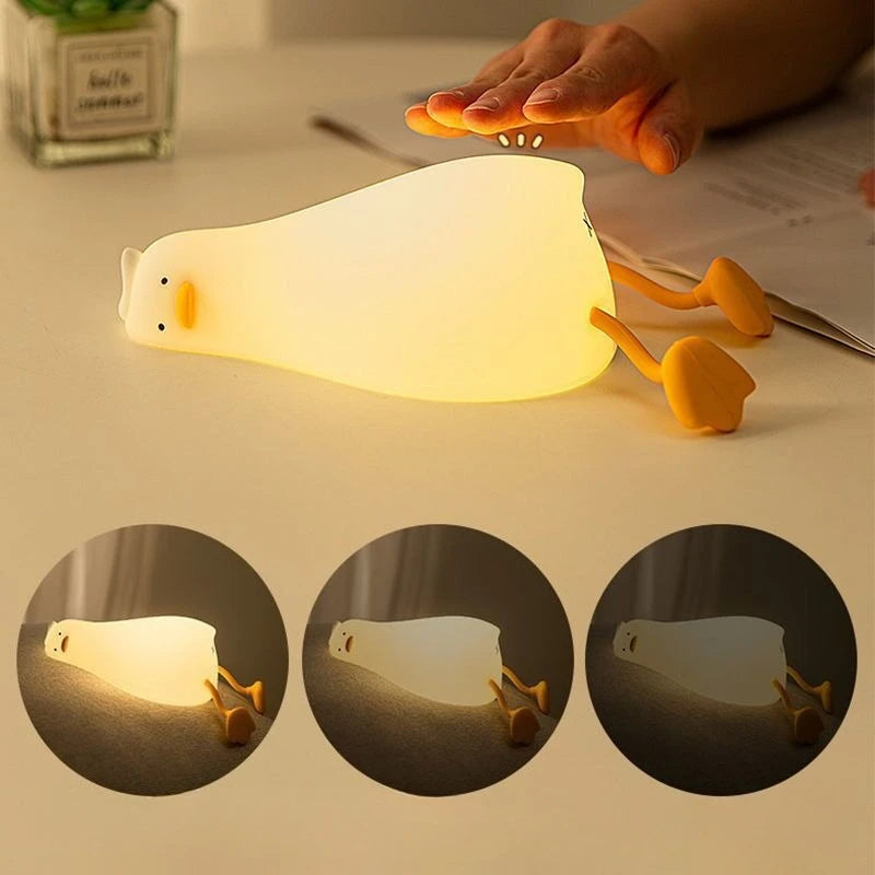 veilleuse pingouin blanc jaune moderne rechargeable led ornement chambre enfants