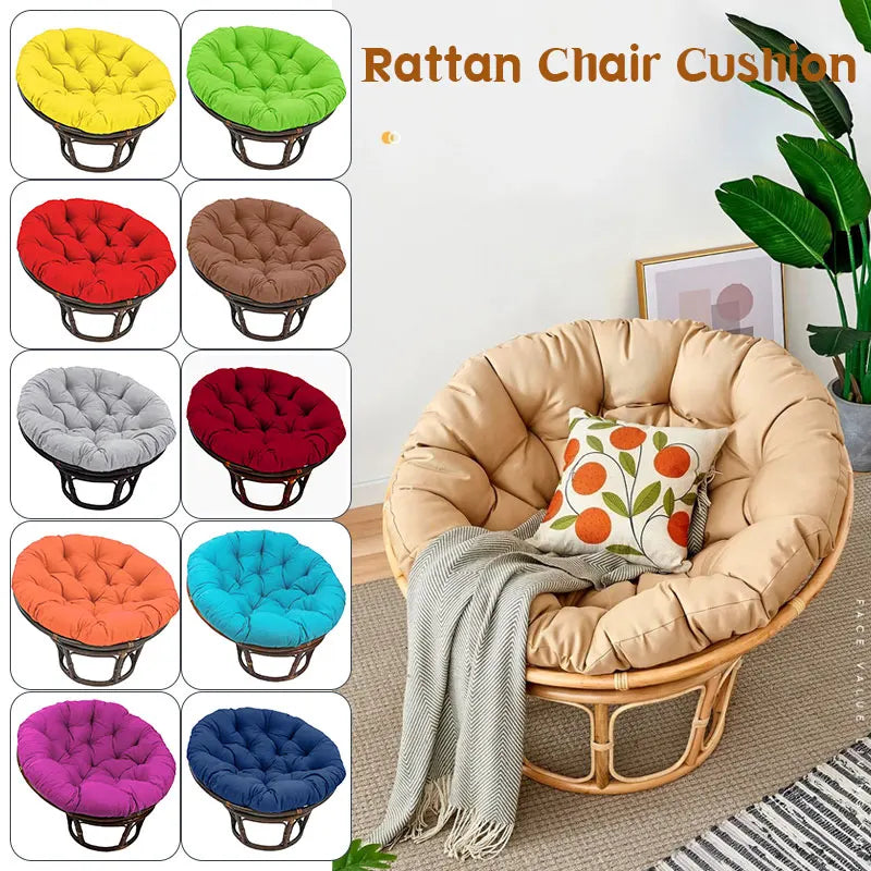 Coussin rond en rotin violet pour fauteuil de jardin