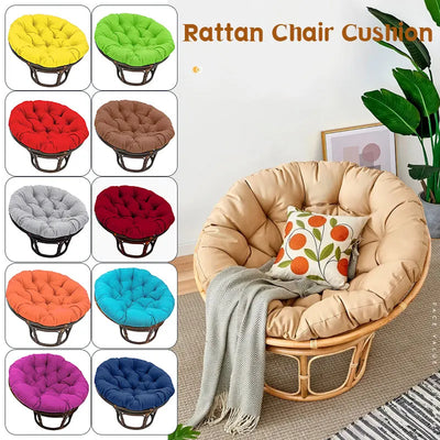 Coussin rond en rotin violet pour fauteuil de jardin