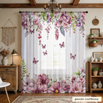 rideau floral transparent moderne papillons 100 polyester chambre salonhôtel