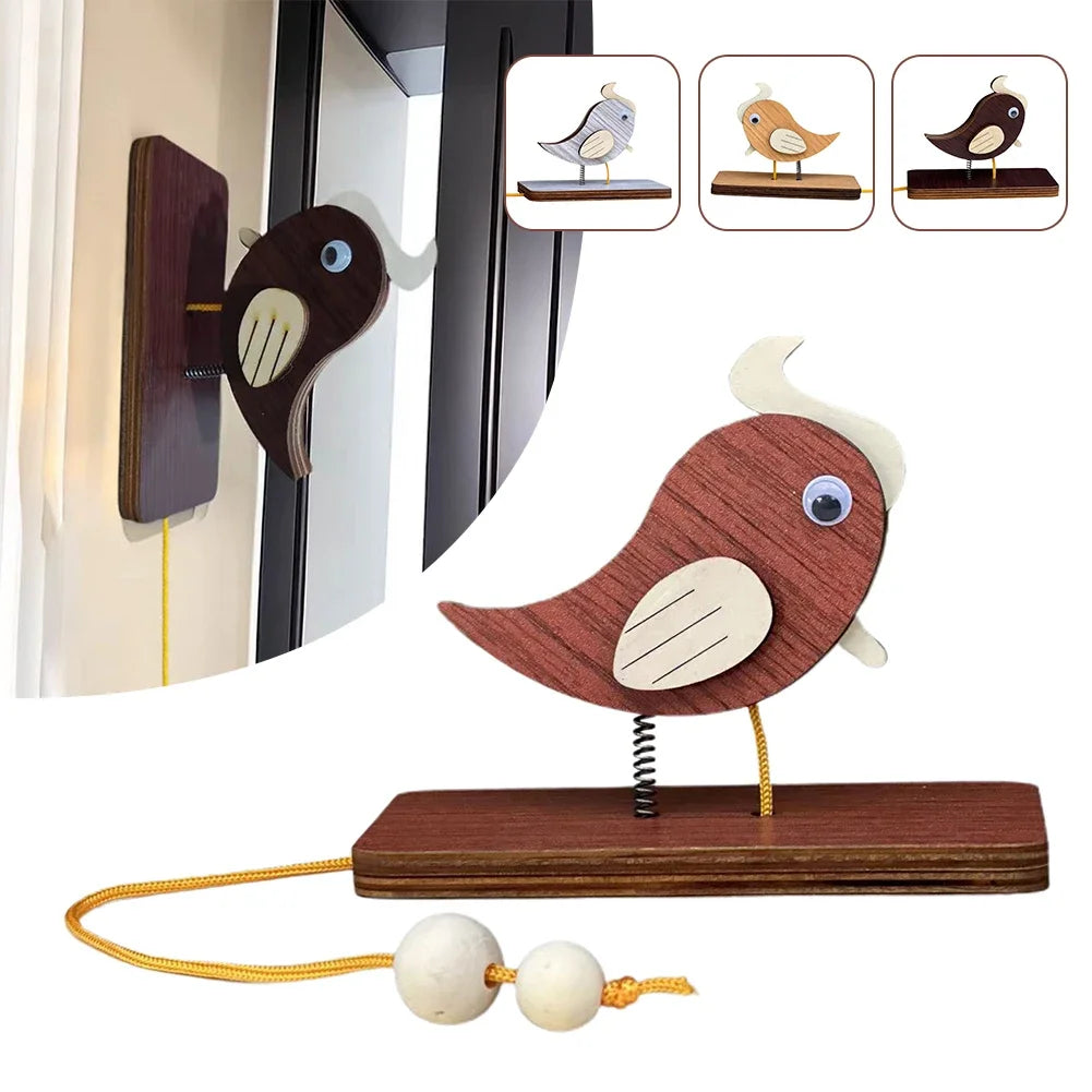 oiseau mobile oiseau bois bois corde jaune clips moderne porte rappel entrée intérieur bleu