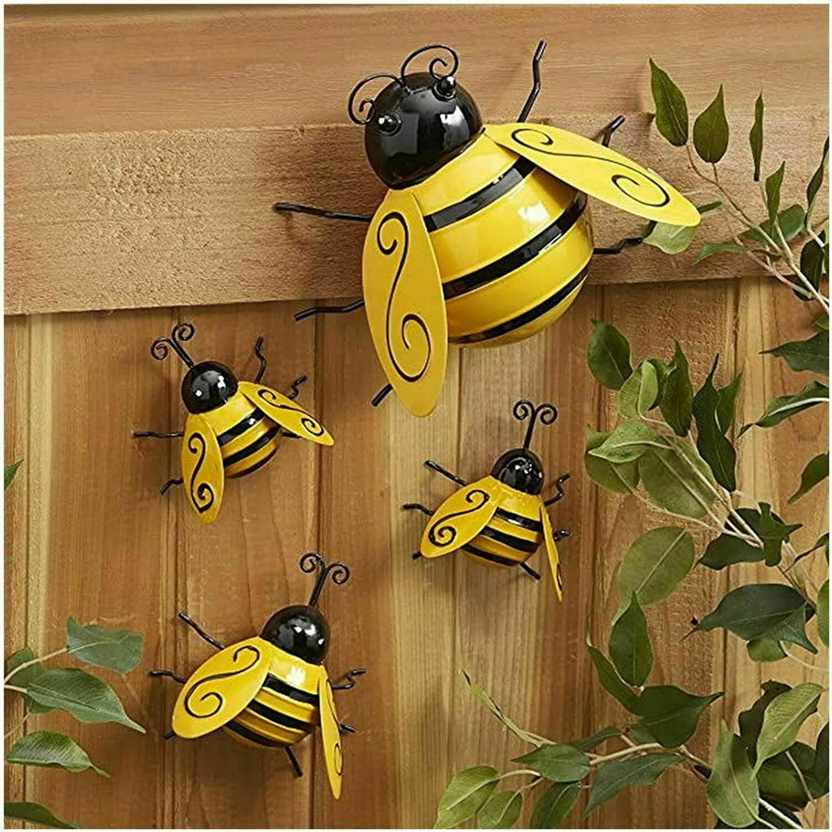 figurines abeilles métal jaune noir artisanal accent mur décoration moderneintérieur jardin ornementalleyes antennes vintage