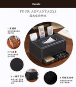 boîte rangement simili cuir noir multifonctionnelle poignées métalliques téléphone télécommandes