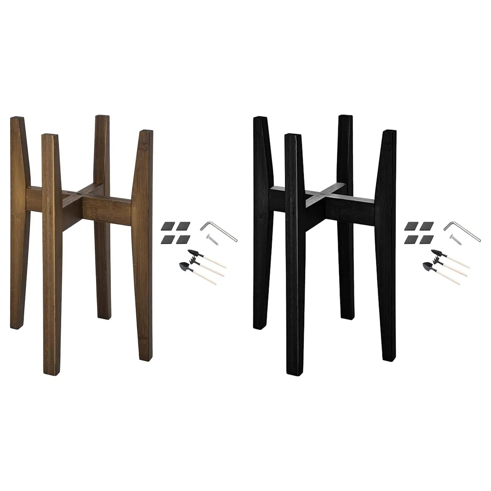 Support pot de fleur en bois massif noir
