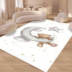 tapis moderne ours lune étoiles gamer velours polyester blanc marron gris chambre enfant salon