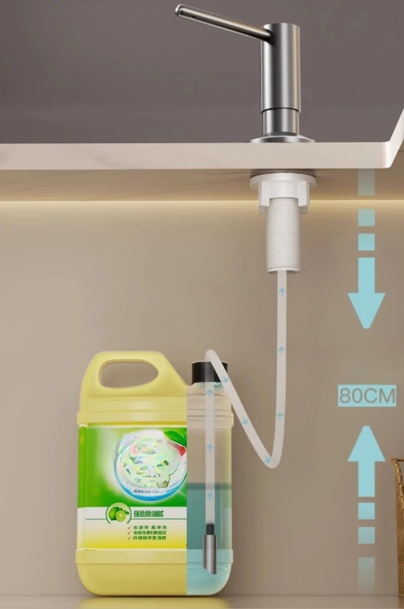 distributeur savon liquide argenté moderne tuyau flexible 120cm ouverture 25 40mm