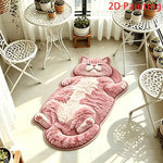tapis sol doux motif chat allongé gris blanc moderne chambre salon entrée maison