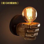 lampe murale vintage industrielle main sculptée marron clair doré filament fixée éclairage cuisine chambre