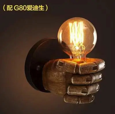 lampe murale vintage industrielle main sculptée marron clair doré filament fixée éclairage cuisine chambre