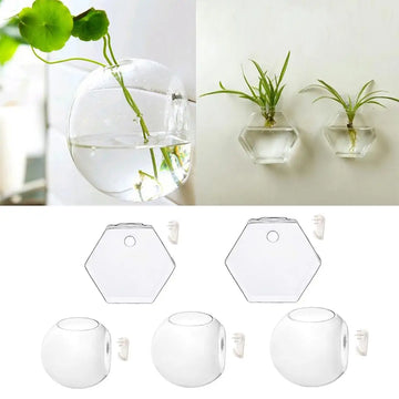 vases suspendus verre transparent modernes clips adhésifs rond hexagonal