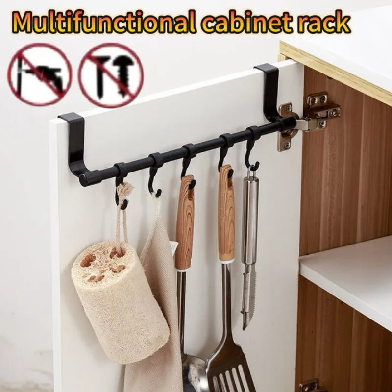 barre rangement cuisine multifonctionnelle acier inoxydable noir moderne sans vis 23cm 36cm crochets horizontale