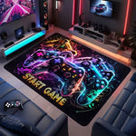 tapis moderne abstrait manettes jeu lettres start game let's play floral