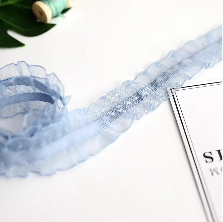 ruban dentelle élastique décoratif gris bleu vert jaune rose blanc noir orange élégant frisé
