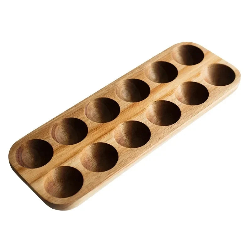 boîte œufs bois naturel minimaliste compartiments 11cm largeur haute rusticité organiser œufs décoration cuisine