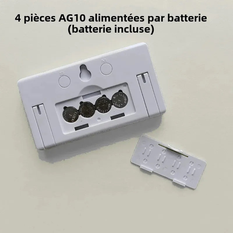 horloge numérique moderne minimaliste blanc noir affichage led piles ag10 incluses