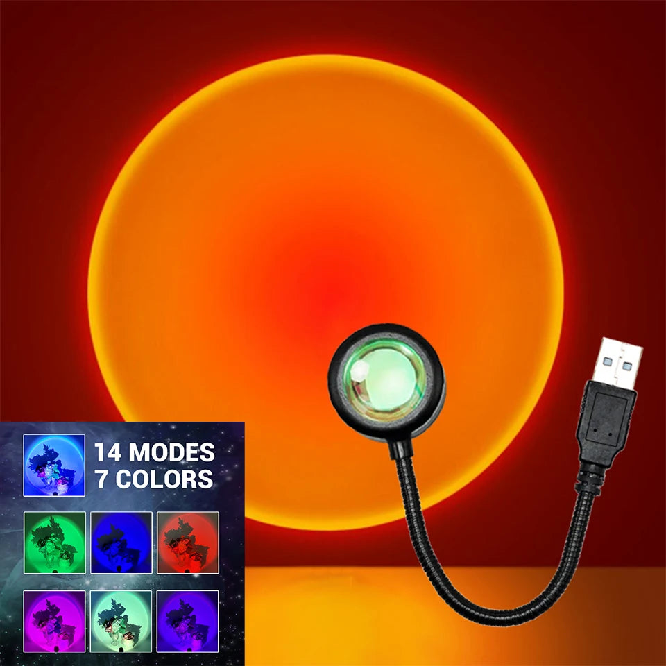 Veilleuse LED USB allumée en jaune pour ambiance chaleureuse