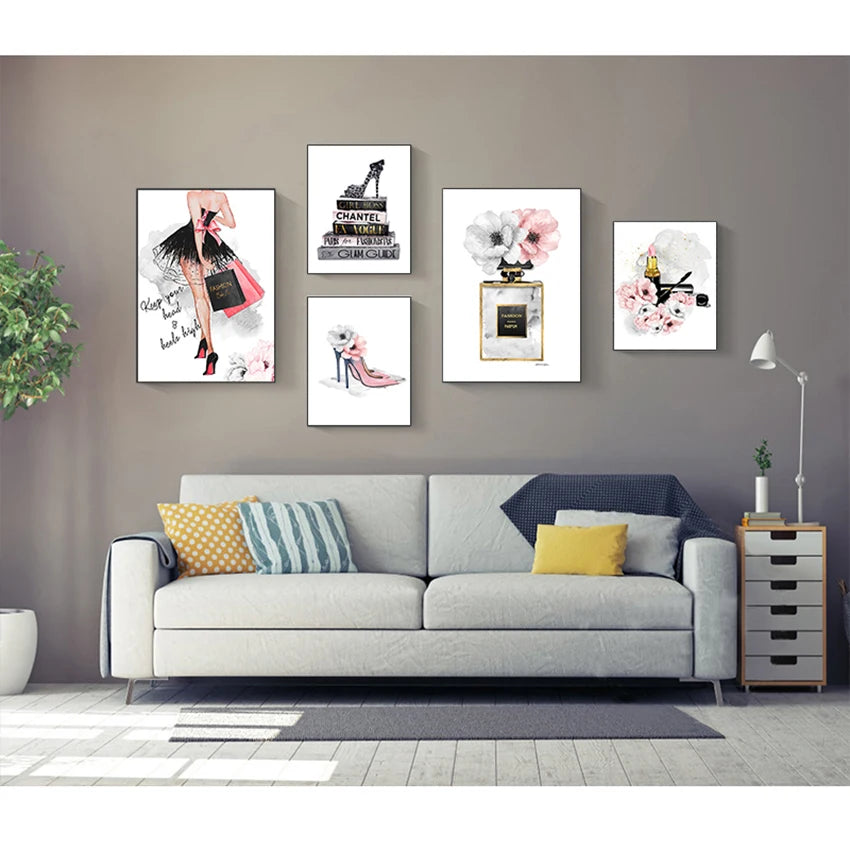Impression sur toile décorative avec motifs floraux abstraits