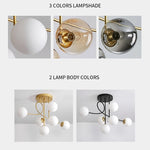 suspension lumineuse moderne boules sphériques translucides or blanc noir scandinave