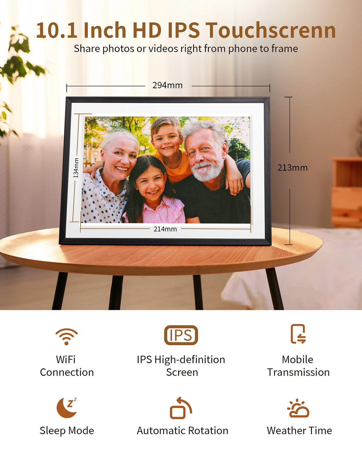cadre photo numerique ecran tactile wifi 32go 1280x800 moderne noir blanc vibrant