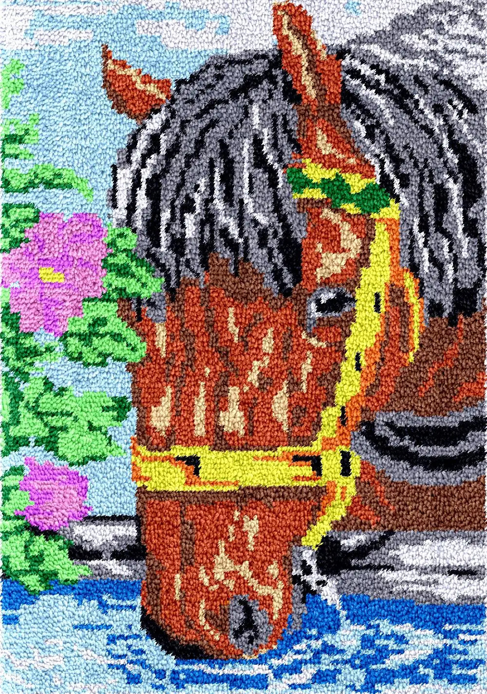 tapis broderie cheval coeurs LOVE instructions pelotes laine motifs floral européen américain
