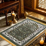 tapis prière islamique vert blanc floral polypropylène résistant décoration maison camping voyage extérieur plage