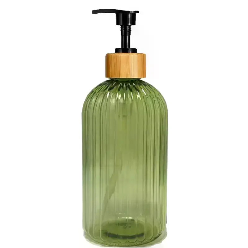 flacon pompe noir brun vert transparent moderne rayures vertical rechargeable shampoing lotion