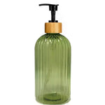 flacon pompe noir brun vert transparent moderne rayures vertical rechargeable shampoing lotion