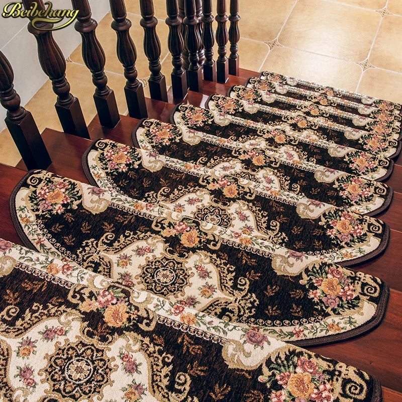 tapis d'escalier adhésif floral ovale salon classique multicolor usage intérieurextérieur