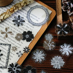 sticker vintage fleurs papillons dentelle scrapbooking journal deco transparent opaques