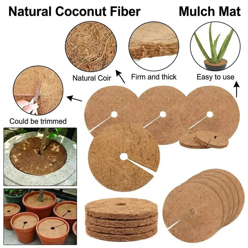 disque fibreux coco protection plantes intérieur extérieur tapis organique pots fleurs naturel rustique