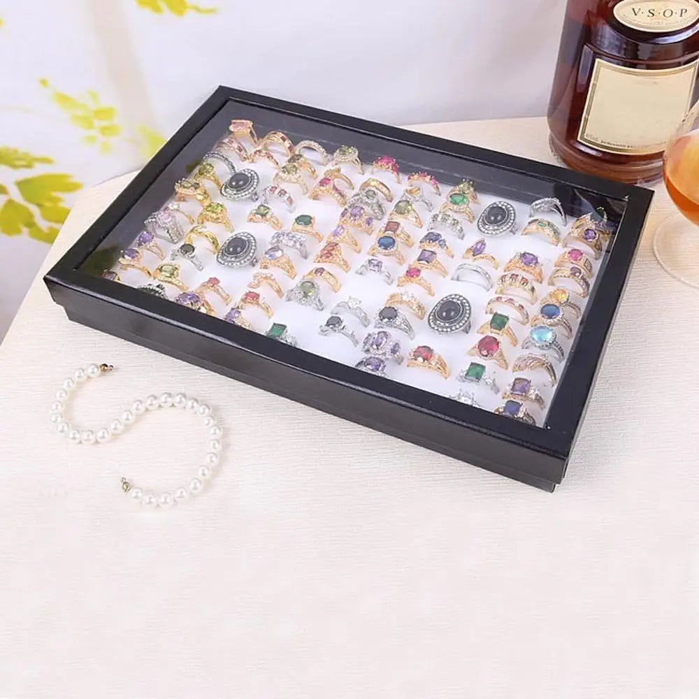 boîte rangement bijoux bague or diamant classique blanc noir rechargeable papier plastique moderne