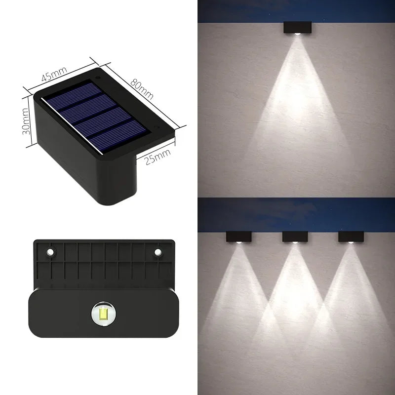 éclairage solaire mural moderne 80x45mm noir mat led rechargeableextérieur