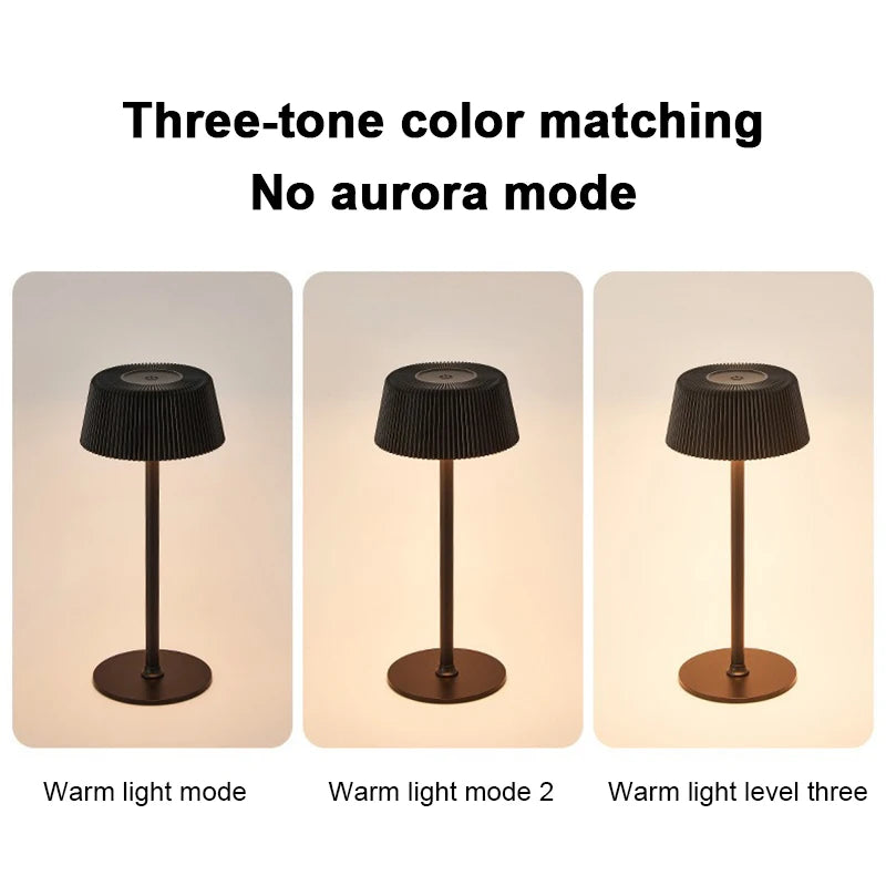 lampes table led rechargeables usb moderne noir blanc plissé sans ombre