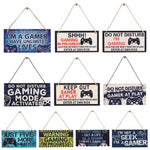plaque décorative bois graphique texte jeu manette humoristique corde noire bleue adolescente chambre