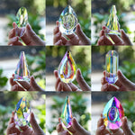 pendants cristal vert bleu jaune arc ciel facettes brillantes modernes transparents anneaux noirs 63mm