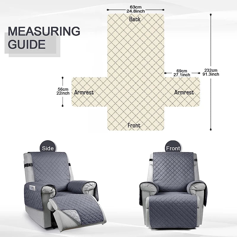 housse fauteuil inclinable gris beige quiltée boucles anti dérapante lavable moderne
