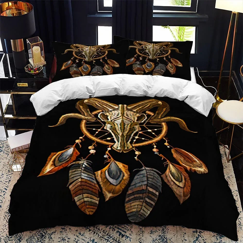 Ensemble housse de couette et taies d'oreiller noires