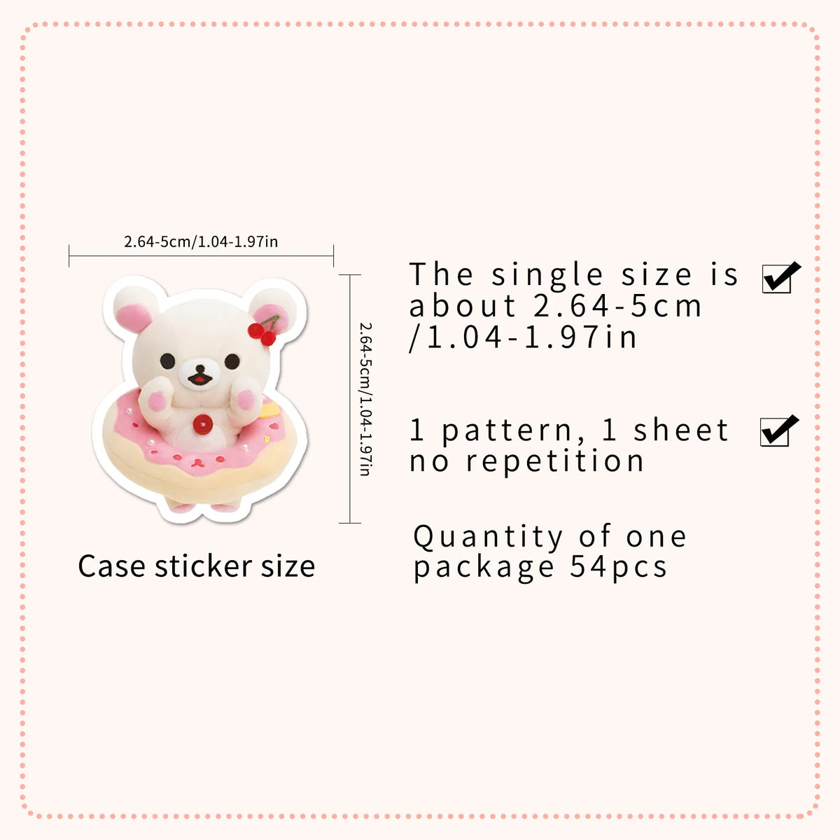 stickers mignons dessins animés personnages gâteaux fruits vêtements opaques collection 54 pièces variées colorées