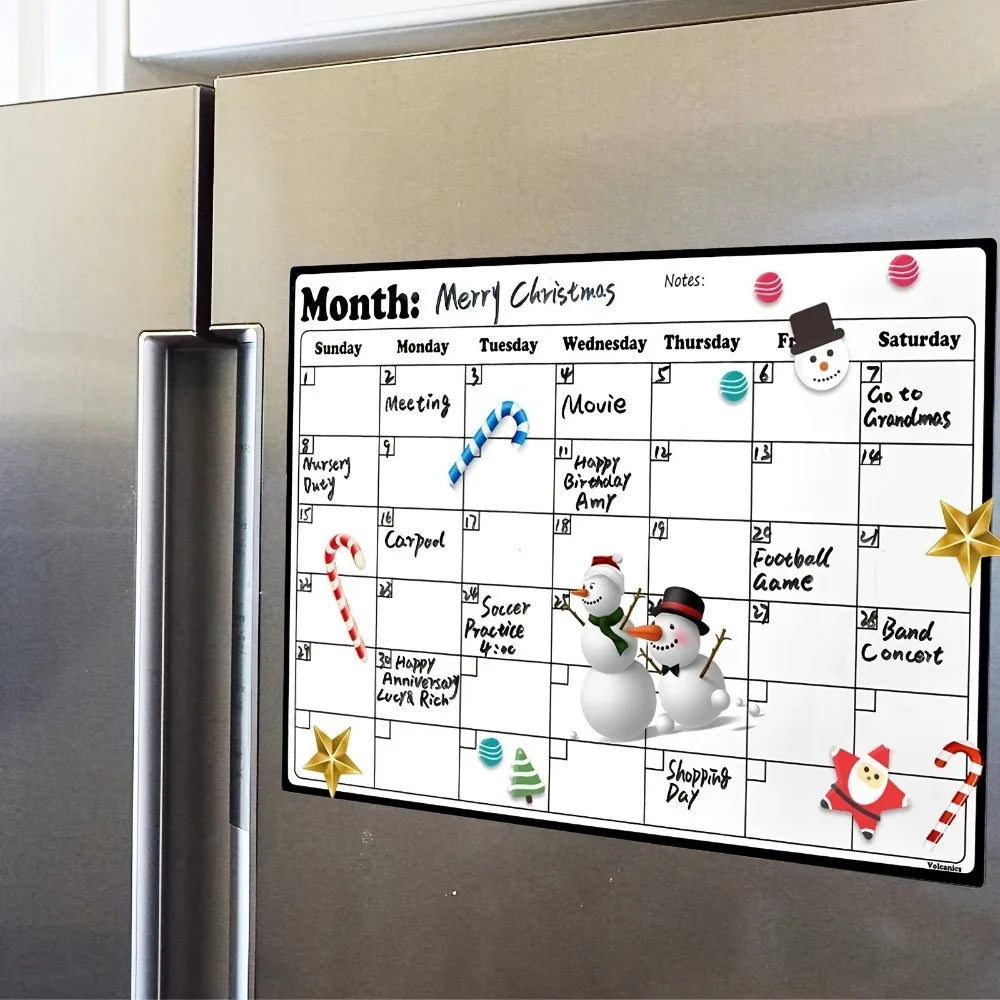 calendrier magnétique blanc bleu vert rouge aimants modernes pratique stylos essuie glaces