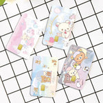 sticker adhésif carte bancaire dessin animé ours mignon rose bleu clair blanc