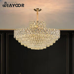 lustre led cristal transparent doré crochets classique salon chambre cuisine