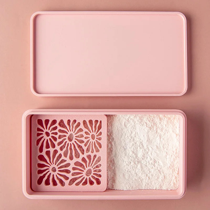 boîte savon moule biscuit motif floral couleurs rose blanc japonais