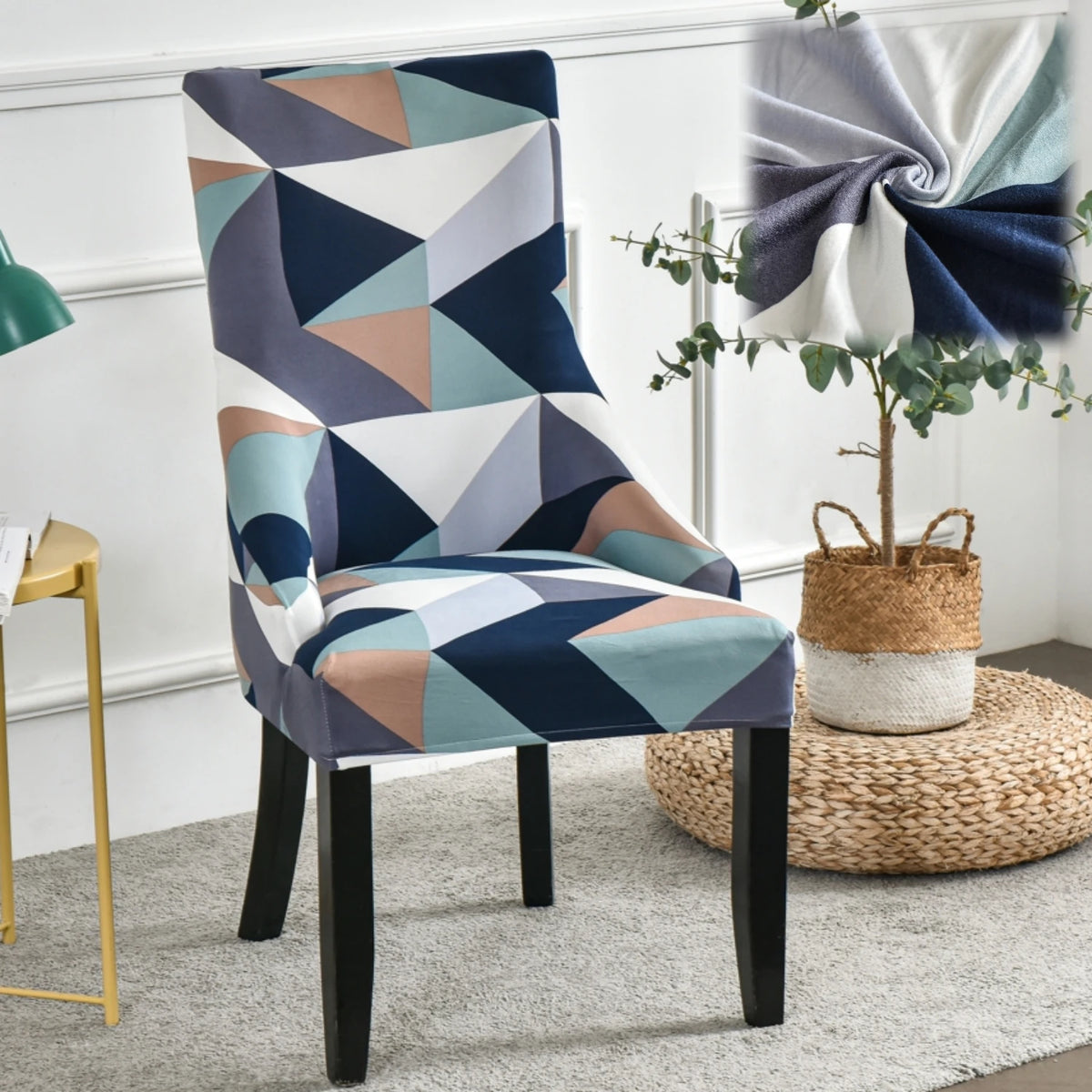 housse chaise velours extensible imprimé floral fauteuil salle manger moderne décoration