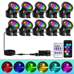 projecteur led ip68 étanche 10 led noir moderne commande distance prise électrique app mobile