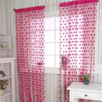 rideaux décoratifs bohèmes motifs cœurs tissu transparent romantique tringle rideaux