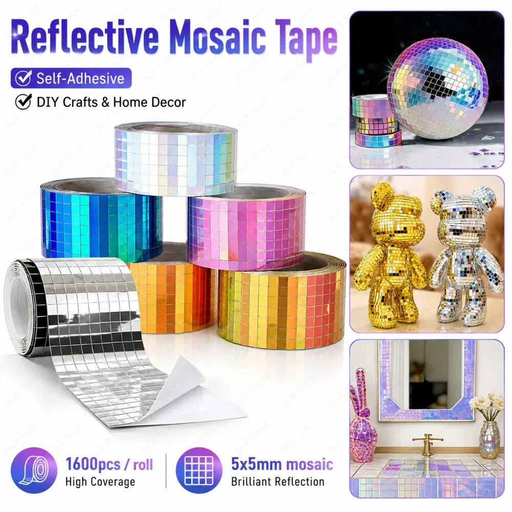 ruban mosaïque réfléchissant multicolore mosaïque carrée moderne adhésif décoration intérieure anniversaire mariage noël