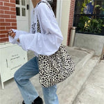sac main blanc léopard poignées détachables moderne fourre tout polyestère nylon unisexe grande capacité