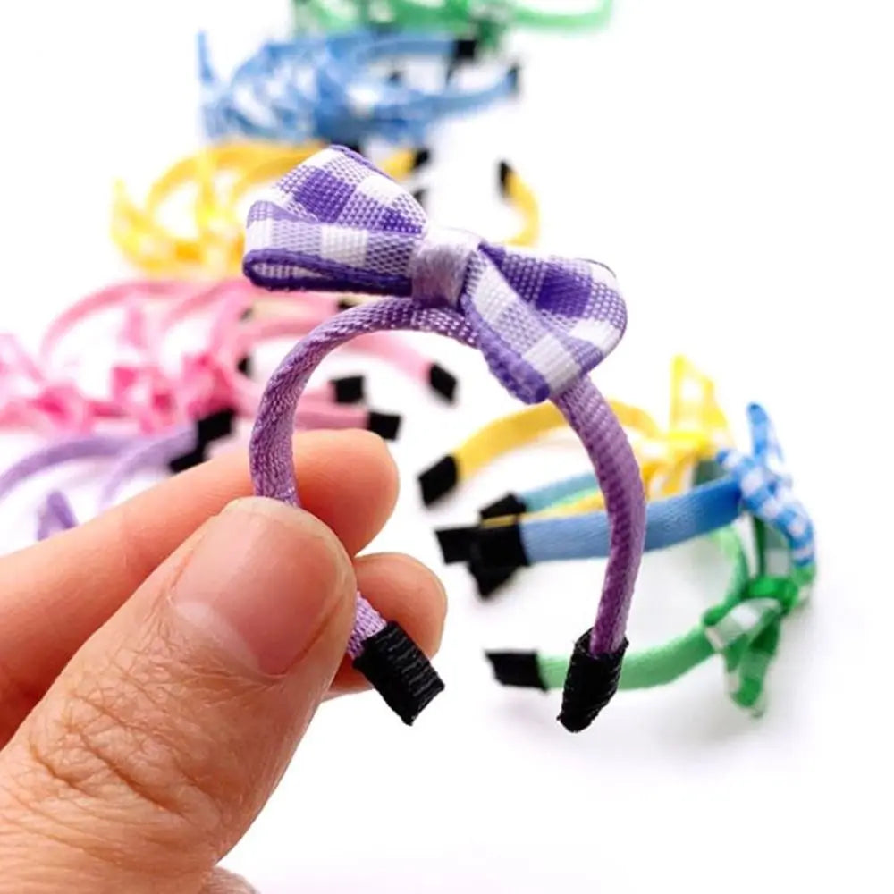 bandeau cheveux enfantin carreaux violet bleu jaune vert rose blanc clip métal 3cm
