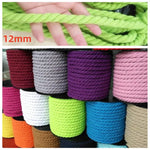 corde coton 12mm 20mètres couleurs multiples tissée durable sac vêtement textile maison